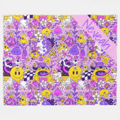 Cartoons voor Cute Doodle Hippy Style Fleece Deken (Voorkant (Horizontaal))