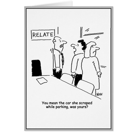 Cartoons voor huwelijksbegeleiding. De auto is vas (Voorkant)