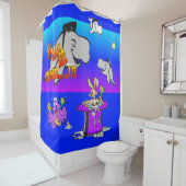Cartoons voor zomertijd douchegordijn (In situ)