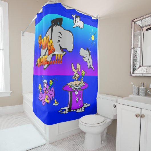 Cartoons voor zomertijd douchegordijn (In situ)