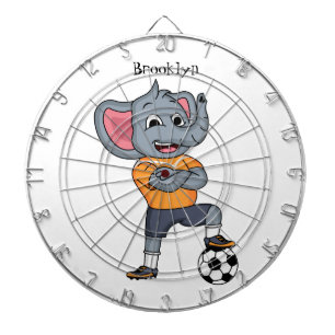 Cartoonschets van een olifant voetbalspeler dartbord