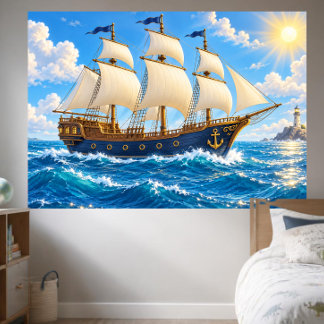 Cartoonschip Zeevaart Avontuur Nautilus Foto Spandoek