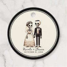 Cartoonskelet Bruid + Bruidegom Whimsical Huwelijk