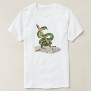 Cartoonslang rond potlood gewikkeld – met de hand t-shirt