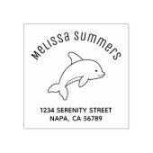 Cartoonspringende dolfijn boog adres rubberstempel (Afrduk)