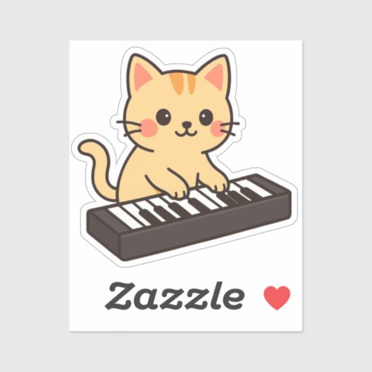 Cartoonstijl Keyboard Kat Sticker (Vel)
