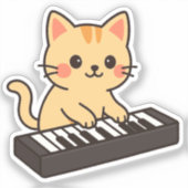 Cartoonstijl Keyboard Kat Sticker (Voorkant)