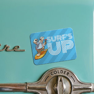 Cartoonsurfplank polarbeer met cocktail magneet