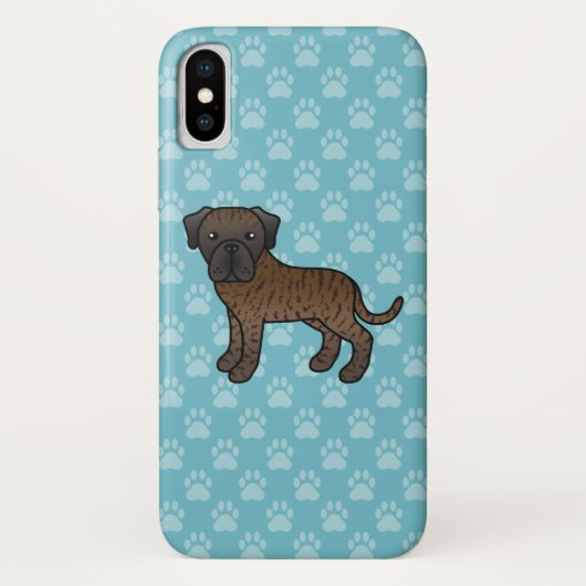 Cartoontekening van een gestreepte Engelse Mastiff Case-Mate iPhone Case (Achterkant)