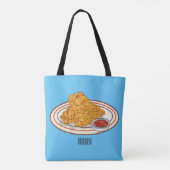 Cartoontekening van gefrituurde kip tote bag (Achterkant)