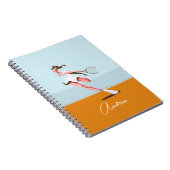 Cartoontillustratie & naam van tennisspelende meis notitieboek (Rechterzijde)