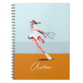Cartoontillustratie & naam van tennisspelende meis notitieboek (Voorkant)