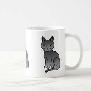 Cartoontillustratie van Russische Blauwe Katten Koffiemok