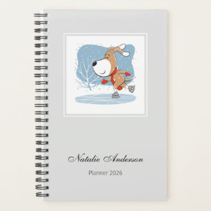 Cartoontje Schattige Schaatsende Hond Puppies Plan Planner