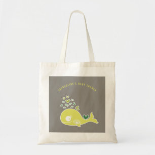 Cartoontje Zwangere Groene Mama Walvis Baby Shower Tote Bag