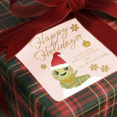 Cartoontjes Kerstworm met scripttekst Vierkante Sticker