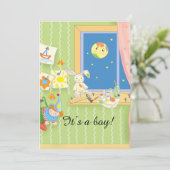 Cartoontrofee kaart voor babyshower (Staand voorkant)