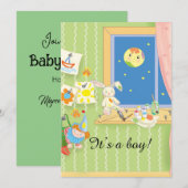 Cartoontrofee kaart voor babyshower (Voorkant / Achterkant)