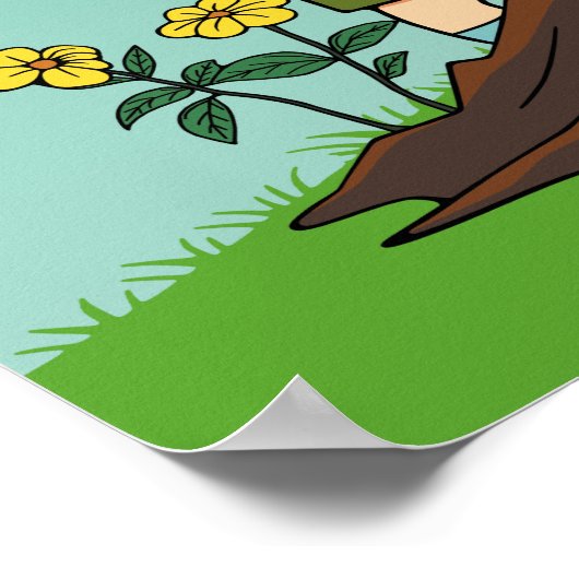 Cartoontuin met positieve inspirerende quote kinde poster (Hoek)