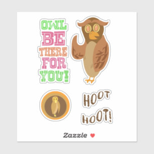 Cartoonuil Karakter Pret en Spreuken Sticker