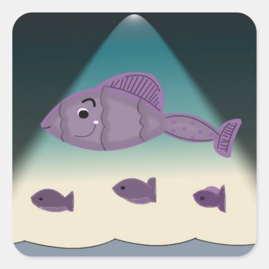 Cartoonvis Vierkante Sticker (Voorkant)