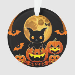 Cartoonvleermuis en pompoenen onder volle maan ornament