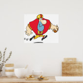 Cartoonvoetbalspeler Poster (Keuken)