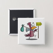 Cartoonvogel trekt naar het zuiden vierkante button 5,1 cm (Voorkant /achterkant)