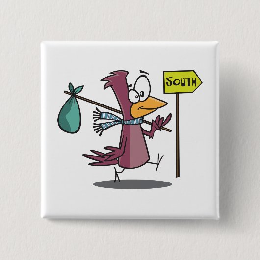 Cartoonvogel trekt naar het zuiden vierkante button 5,1 cm (Voorkant)