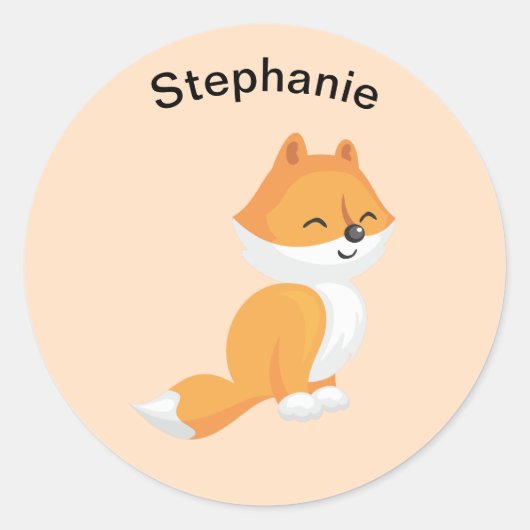 Cartoonvos Ronde Sticker (Voorkant)