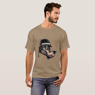 Cartoonwolf met een dynamiet op zijn Duitse helm T-shirt