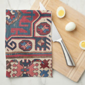 Cartouche Star: 19e eeuw kleurrijk rood blauw Theedoek (Quarter Fold)