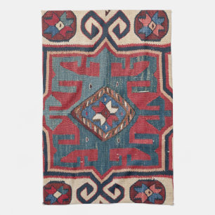 Cartouche Star II 19th Century Colorful Red Blue Theedoek