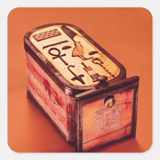 Cartouchvormige doos vierkante sticker (Voorkant)