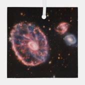 Cartwheel Galaxy, James Webb Space Telescope Glas Ornament (Achterkant)