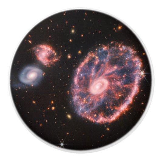 Cartwheel Galaxy, James Webb Space Telescope Keramische Knop (Voorkant)