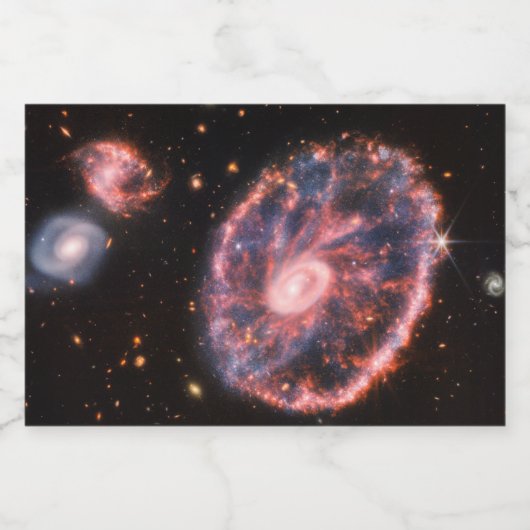 Cartwheel Galaxy, James Webb Space Telescope Sparkling Wijnetiket (Enkel label)