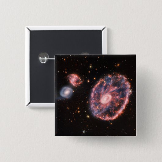 Cartwheel Galaxy, James Webb Space Telescope Vierkante Button 5,1 Cm (Voorkant /achterkant)