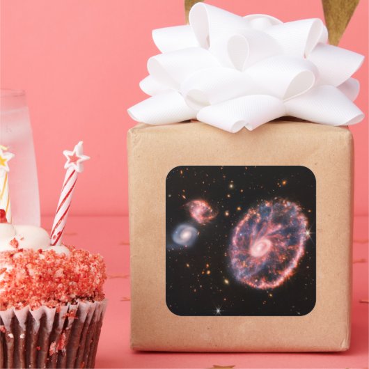 Cartwheel Galaxy, James Webb Space Telescope Vierkante Sticker (Feest)