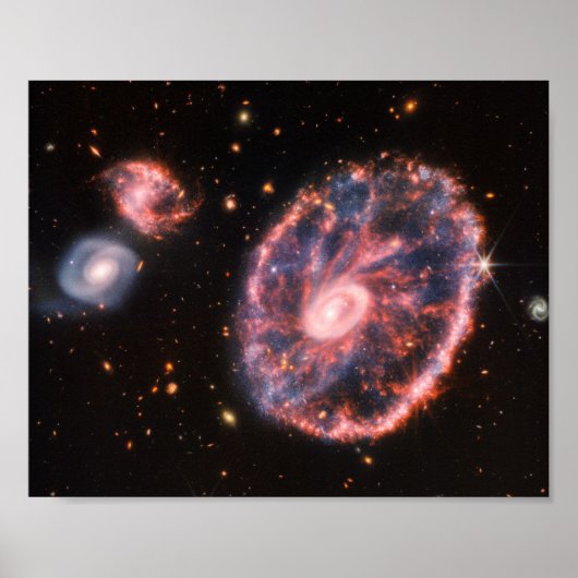 Cartwheel Galaxy JWST James Webb Space Telescope Poster (Voorkant)