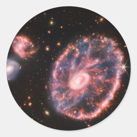 Cartwheel Galaxy JWST James Webb Space Telescope Ronde Sticker (Voorkant)
