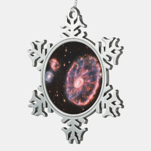 Cartwheel Galaxy JWST James Webb Space Telescope Tin Sneeuwvlok Ornament (Rechts)