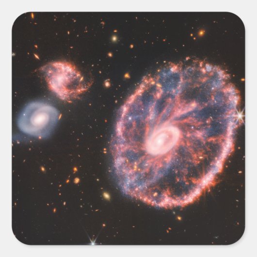 Cartwheel Galaxy JWST James Webb Space Telescope Vierkante Sticker (Voorkant)