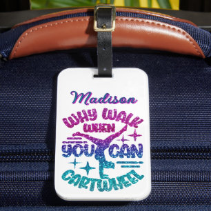 Cartwheel gepersonaliseerde Magenta Paarse Turquoi Bagagelabel