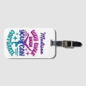 Cartwheel gepersonaliseerde Magenta Paarse Turquoi Bagagelabel (Voorkant (horizontaal))