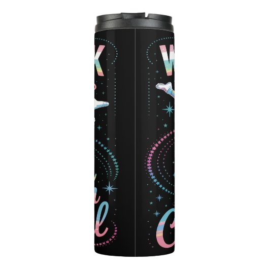 Cartwheel Joy: Gymnastiek, Regenboog, Energie Thermosbeker (Achterkant)