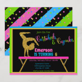 Cartwheels & Cupcakes Gymnastics Birthday Party Kaart (Voorkant / Achterkant)