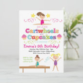 Cartwheels & Cupcakes Gymnastics Birthday Party Kaart (Staand voorkant)