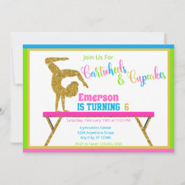 Cartwheels & Cupcakes Gymnastics Birthday Party Kaart