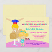 Cartwheels en Cupcakes Gymnastics Birthday Party Kaart (Voorkant / Achterkant)